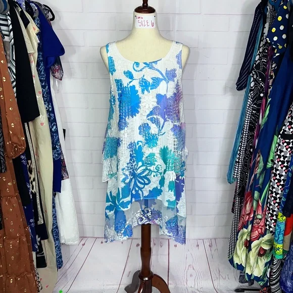 👗NWOT  |•CUPIO•| Crochet Floral Dress/Tunic Size Medium - Picture 3 of 10